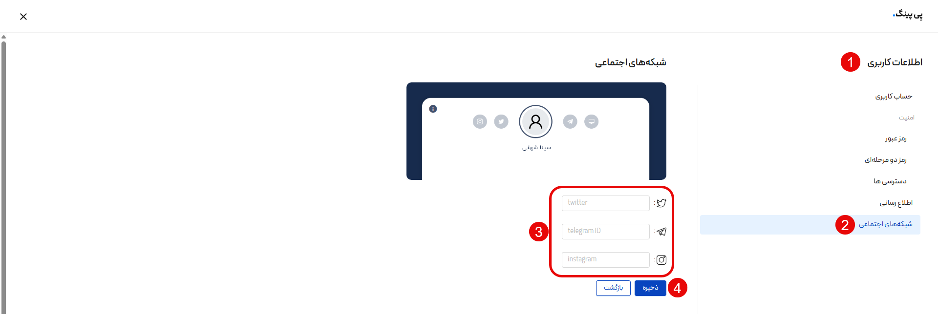 نمایش توکن جدید پس از تعویض در پنل پی پینگ