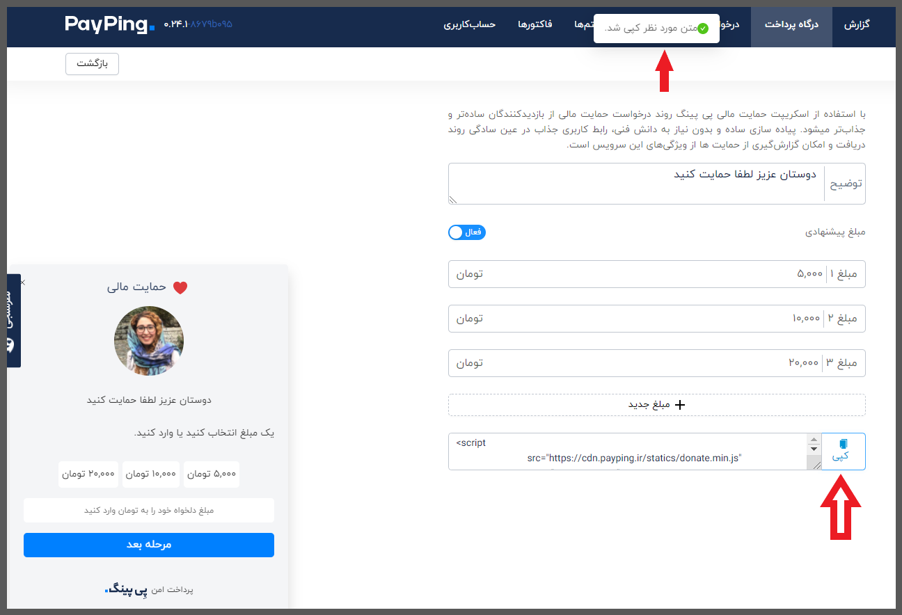 تعیین مبالغ پیشنهادی حمایت مالی